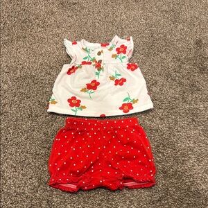 Carter's Red and White Diaper Covers with Ruffled Hem